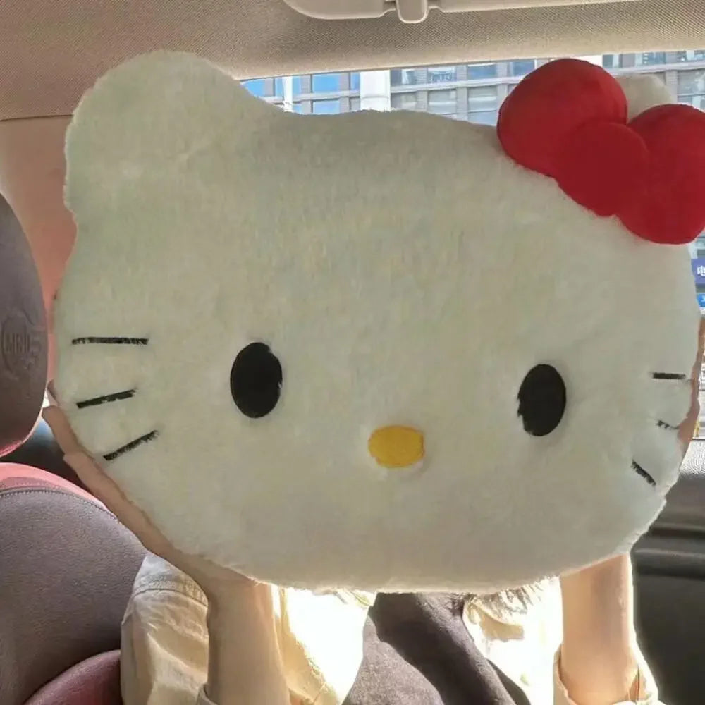 Anime Sanrio Hello Kitty Cute Cartoon Head Plush Pillow Sofa Bedside Cushion Car Cushion Nap Pillow Birthday Gifts for Girl