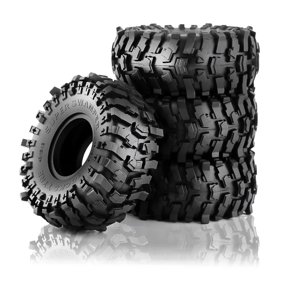 RED SPIDER 4Pcs 1.9 Inch Rock Rubber Tires 1.9" Wheel Tyres OD 118mm For 1/10 RC Crawler Axial SCX10 TRX4 D90 RC Off Road Car Upgrade Accessories