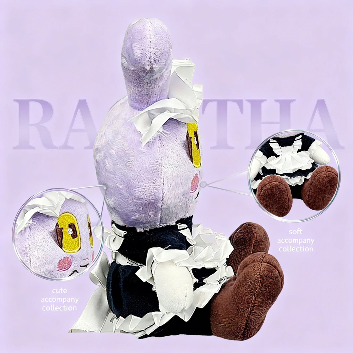 2026 New Cute Purple Maid Bunny Plush Toy Soft Stuffed Cartoon Rabbit Kawaii Plushie Kids Birthday Gift Room Decor Party Favor