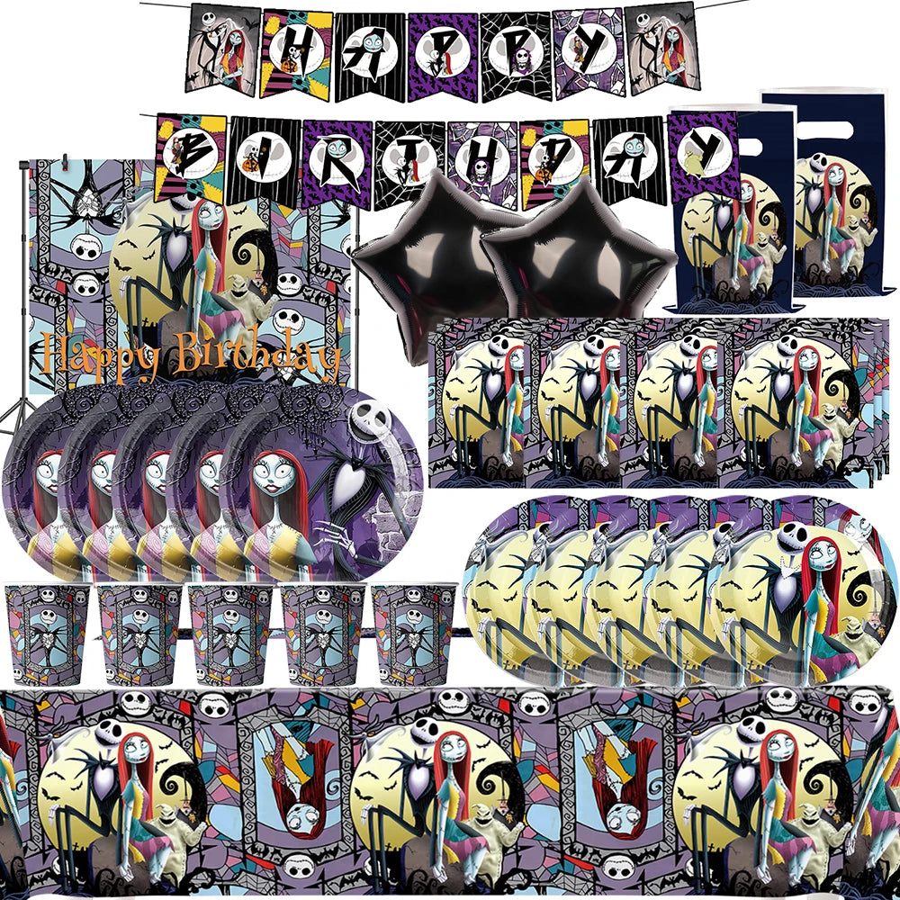 The Halloween Nightmare Before Christmas Birthday Party Decorative Paper Tableware Background Balloon Baby Shower Kids Gift