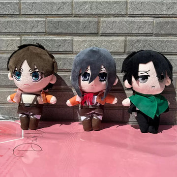 Anime Attack on Titan Plush Toys Doll Kawaii Levi Eren Mikasa Cute Kawaii Collection Green Stuffed Doll Birthday Gifts For Kids