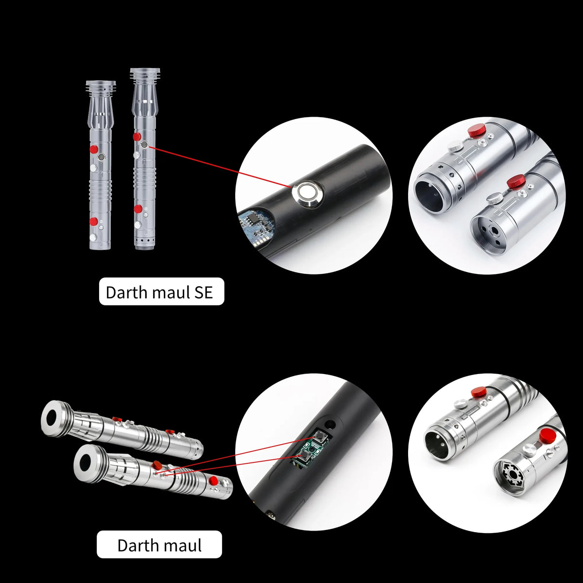 Darth Maul SNV4 2pcs Handle+Blade JEDI 27sound Double Lightsaber Toys Metal Hilt Light Smooth Swing Proffie TXQSABER