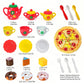 27 pieces of little girl tea party set, simulation kettle set, princess tea time toy kitchen with teapot and cup, donut pizza,