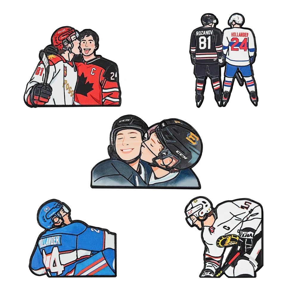 5 PCS'Heated Rivalry' Quote Enamel Pin TV Drama Baseball Uniform Brooch Lapel Pin Badge on Backpack Clothing Accessories Jewelry