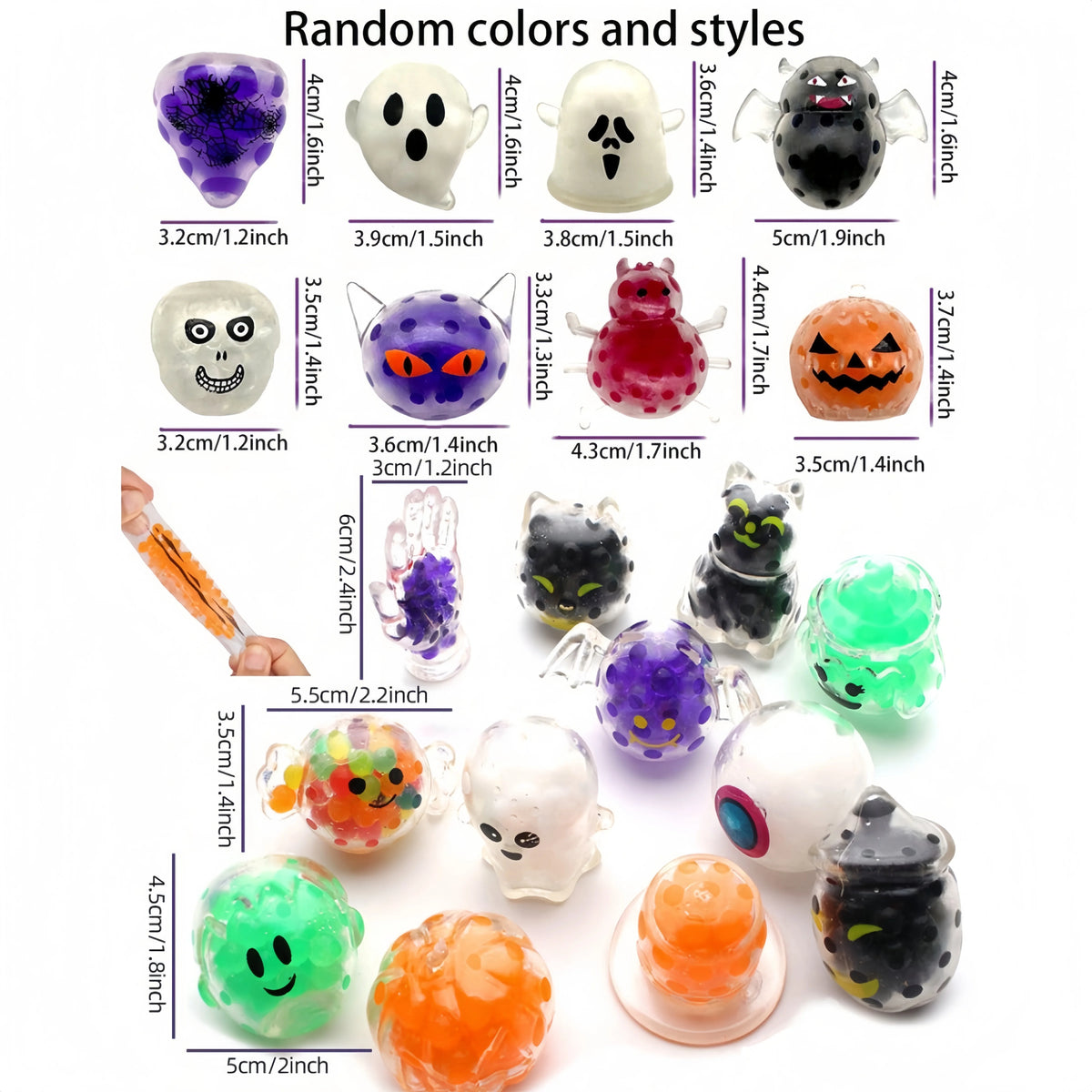 5-30Pcs Cute Halloween Squeeze Stress Relief Ball for Halloween Party Favors Birthday Gifts Bag Fillers