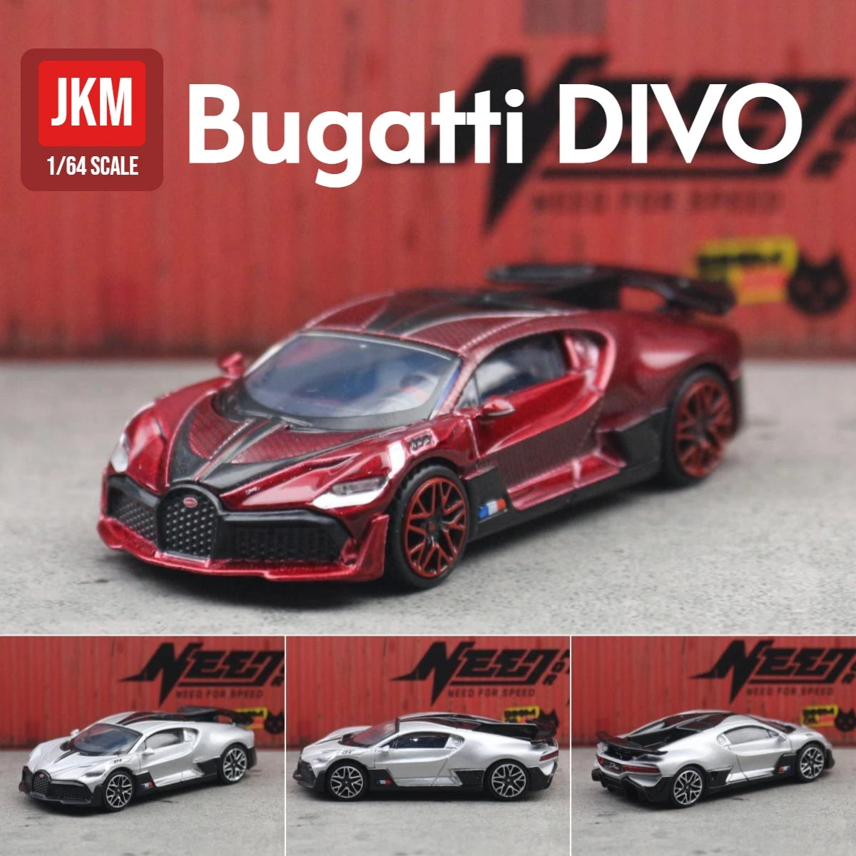 1/64 Bugatti Divo Toy Car 1:64 JKM Super Sport Vehicle Miniature Model Free Wheels Diecast Zinc Alloy Metal Collection Gift