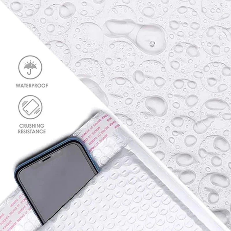 500PCS Poly Bubble Mailers Padded Envelopes Self Seal Bubble Lined Waterproof Cushion Shipping Enveloper Mailers White