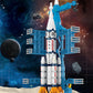 HUIQIBAO Mini Aviation Manned Rocket Model Building Blocks Space Aerospace Station Bricks City Construction Toys for Children