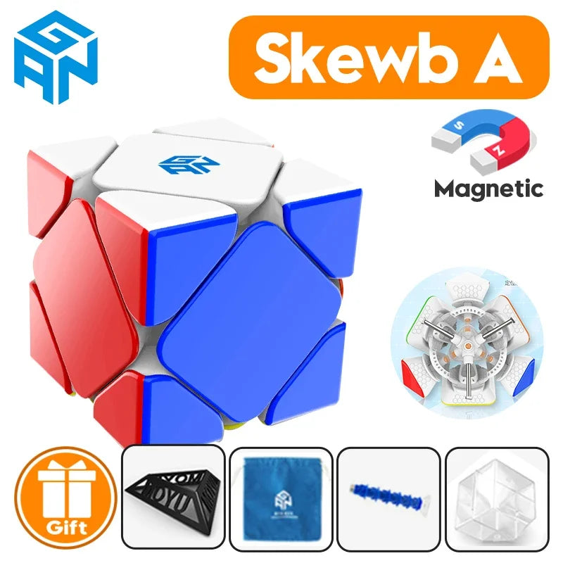 【JudyCube】GAN Skewb Magnetic (Enhanced UV Coated) Magnetic Magic Speed Cube  Professional Fidget Toys GAN Skewb Cubo Magico