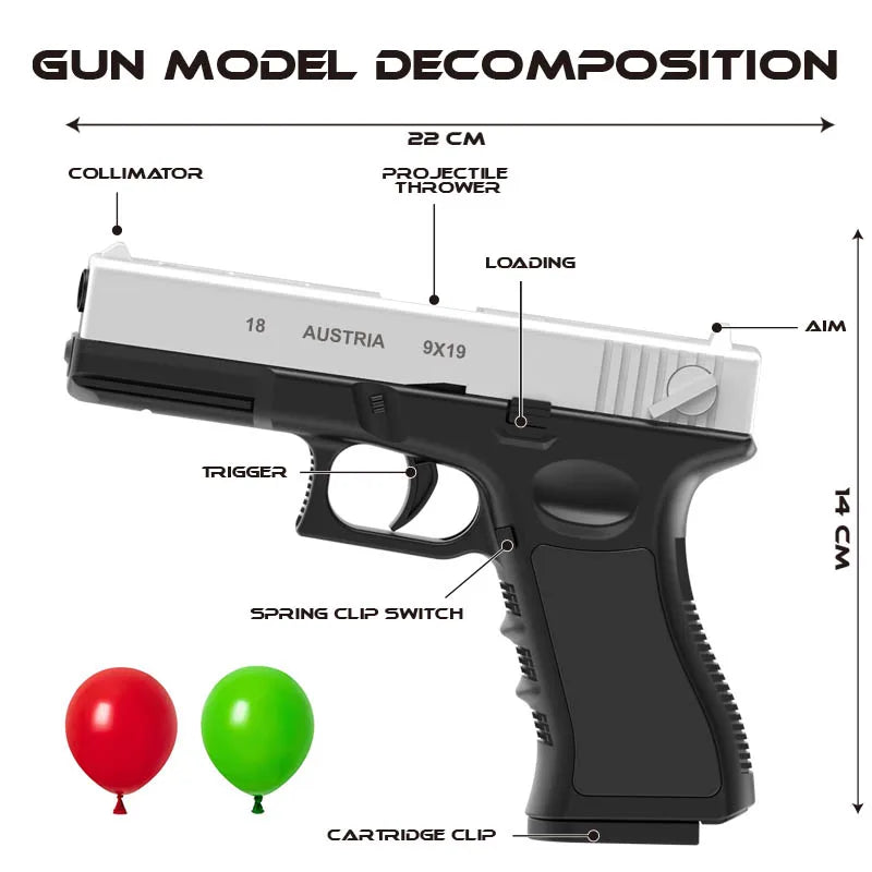 2026.SAFE SOFT BULLET TOY BLASTER PISTOL WITH MAGAZINE AND BALLS, PERFECT FOR OUTDOOR SHOOTING GAME AND KIDS GIFT