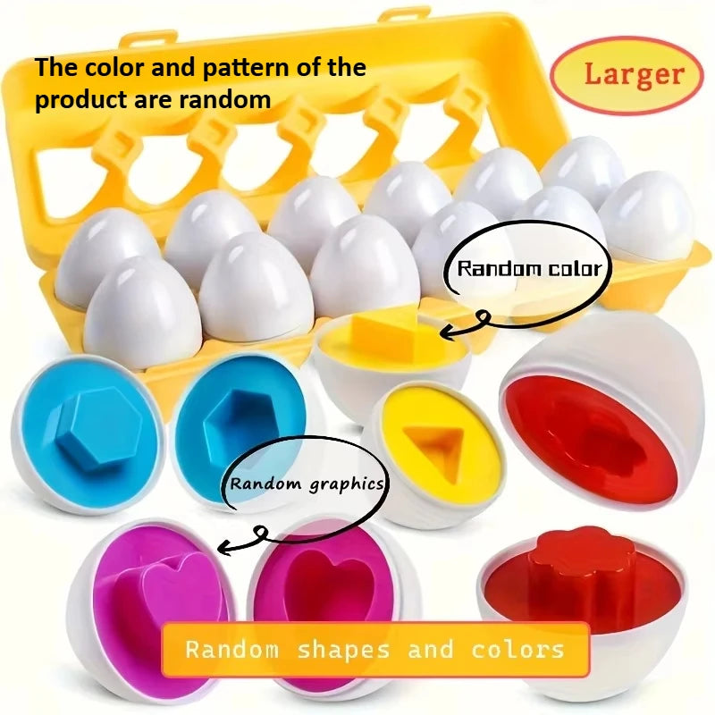 6/12pcs Color and Shape Matching Toys, Simulated Egg Shapes with Storage Box - Geometric Shape & Color Learning Toy Set for Kids