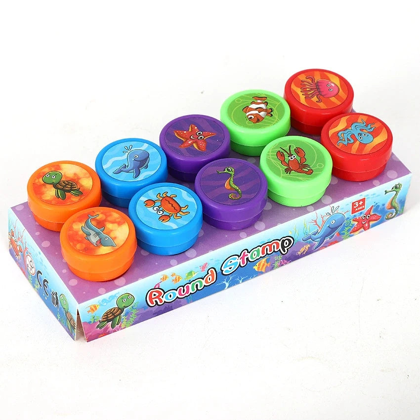 10pcs Assorted Stamps for Self-ink Stamps Toy Stamps Smiley Face Seal Scrapbooking DIY Painting Photo Album Decoration