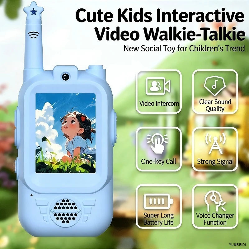 2PC Children's Video Walkie-talkie HD Walkie-talkie USB Charging Indoor Outdoor Entertainment Kids Toys Birthday Gifts Ages 3-12