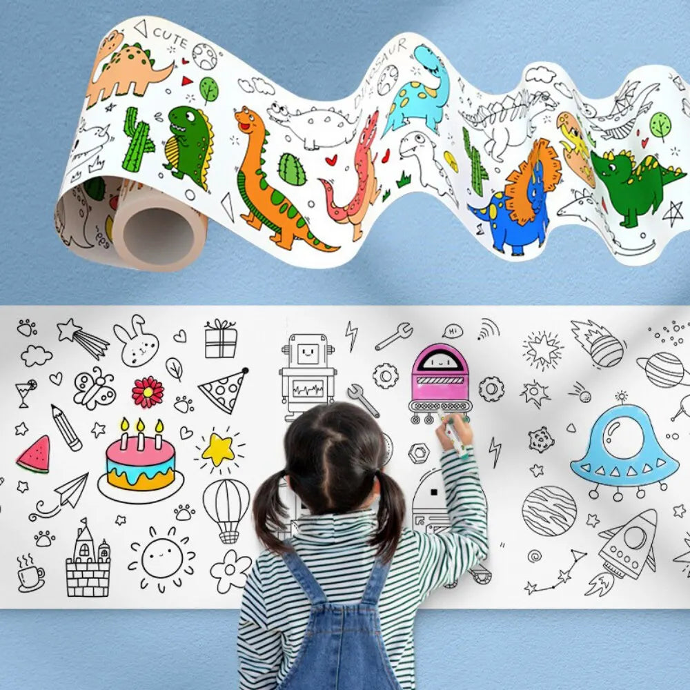Childrens Graffiti Picture Scroll Coloring Picture Scroll Three Meter Long Pattern Not Repeated Not Dirty Wall Can Be Atta