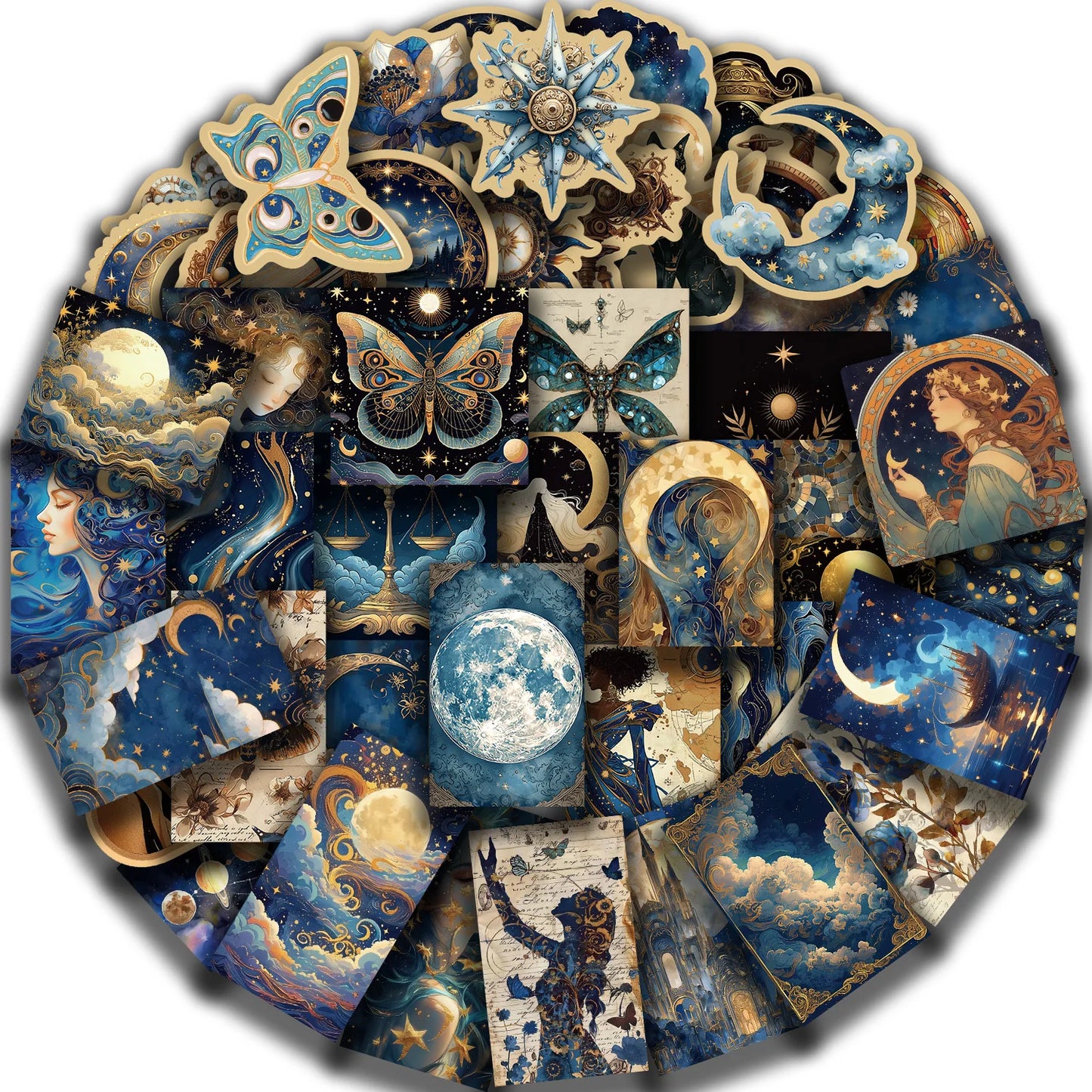 50pcs Retro Astronomy Universe Planets Stickers for Suitcase Phone Notebook Galaxy Moon Astrology Aesthetic Decals Sticker