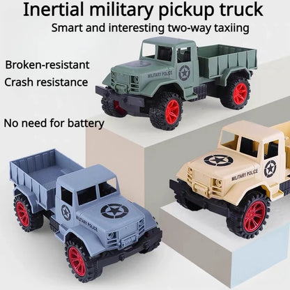 New Large Children's Inertia Military Truck Pickup Truck Big Truck Baby Car Model Toy Children's Birthday Present Puzzle Toys