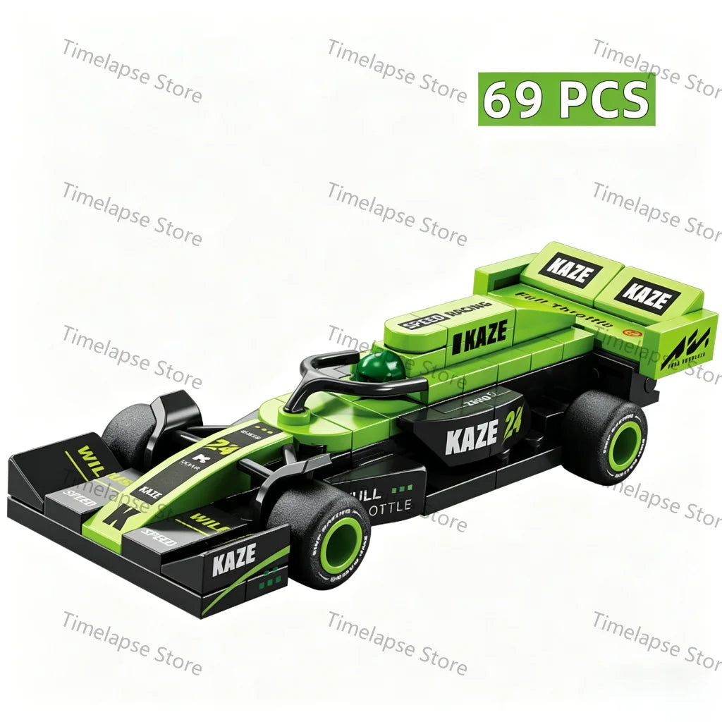 NEW DIY Four Grid Formula Racers Racing Car Pull Back Speed Vehicle Building Blocks Kit Boys Bricks Movie Model  Toy City Ideas