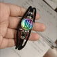 Mega Stone Key Chain Anime Peripheral Creativity Exquisite Fashion Black Leather Rope Buckle Key Chain Trend