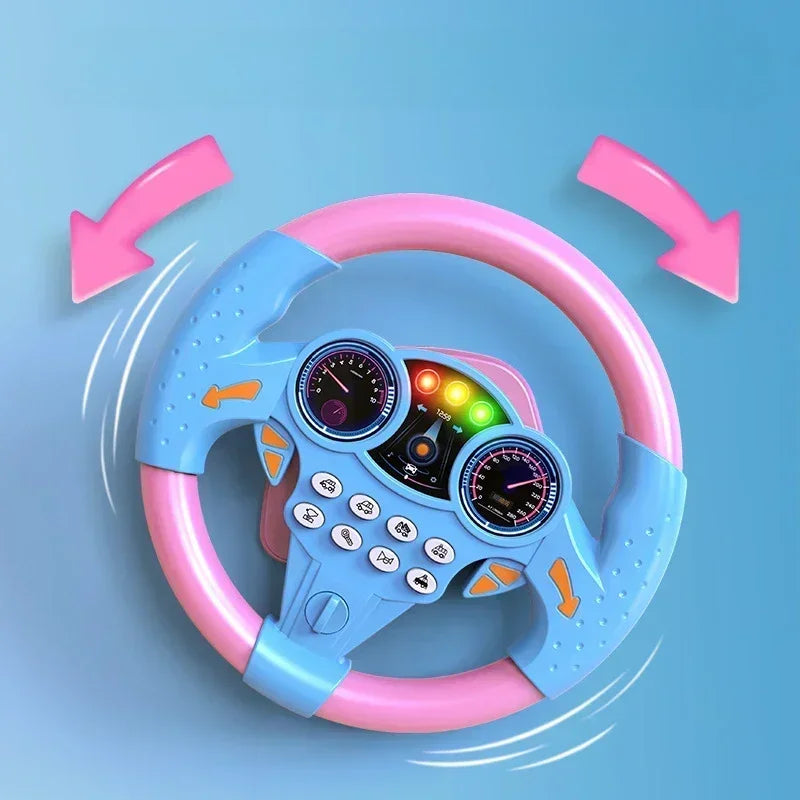 Kids Steering Wheel Toy - Backseat Pretend Play with Lights & Music - Fun Preschool Driving Simulator Gift for Toddlers