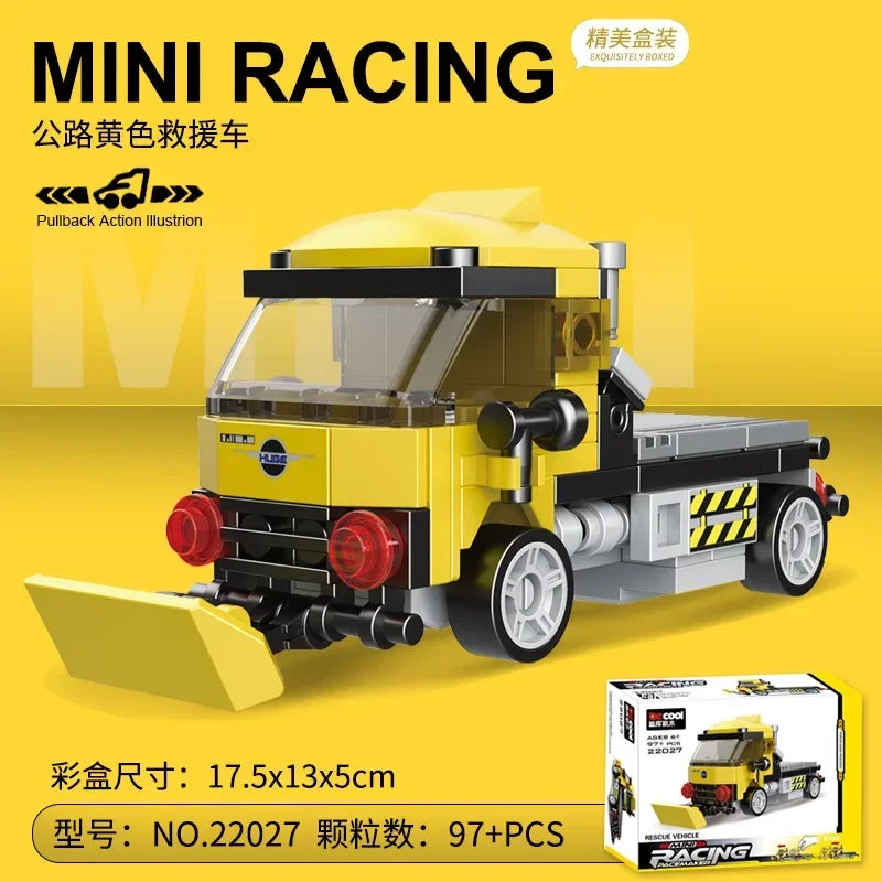 Racing Car Bus Engineering Vehicle Ambulance Pull Back Model Building Blocks Brick Toys Children Boys Birthday Gift Brick