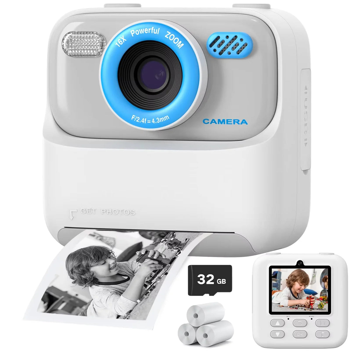 Kids Instant Print Camera Color Auto Photo Output  Cartoon Portable Design Perfect Parent Child Birthday Gift