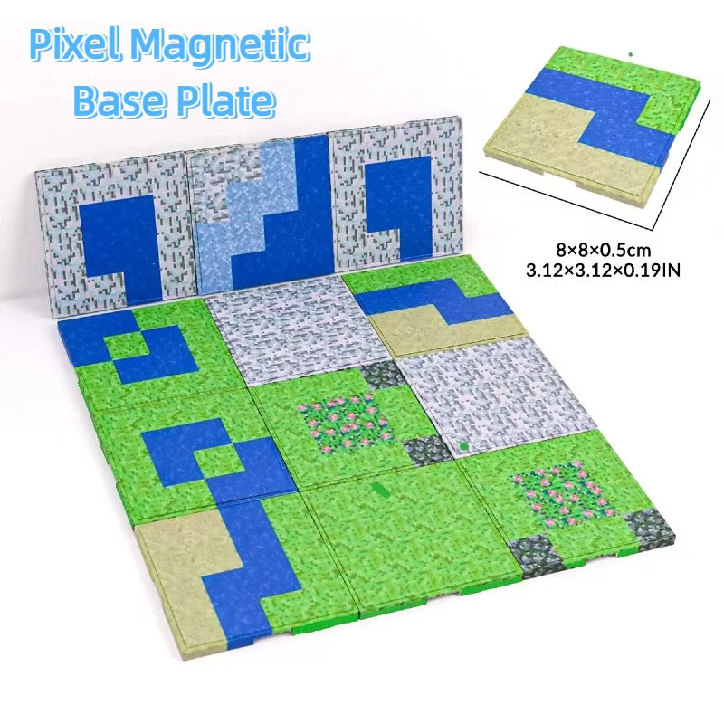 Variety Magnetic Interlocking Base Plates, Fit Pixel Magnetic Blocks, Kids Toy Gifts for Birthday Halloween Xmas