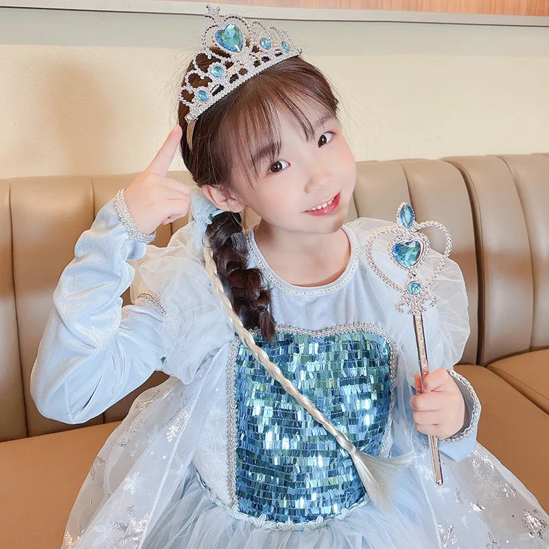 6pcs Rhinestone Tiara Crown and Magic Wand With Glitter Crystal Head Hoop Jewelry Hair Accessories For Girls Teens Birthday Gift