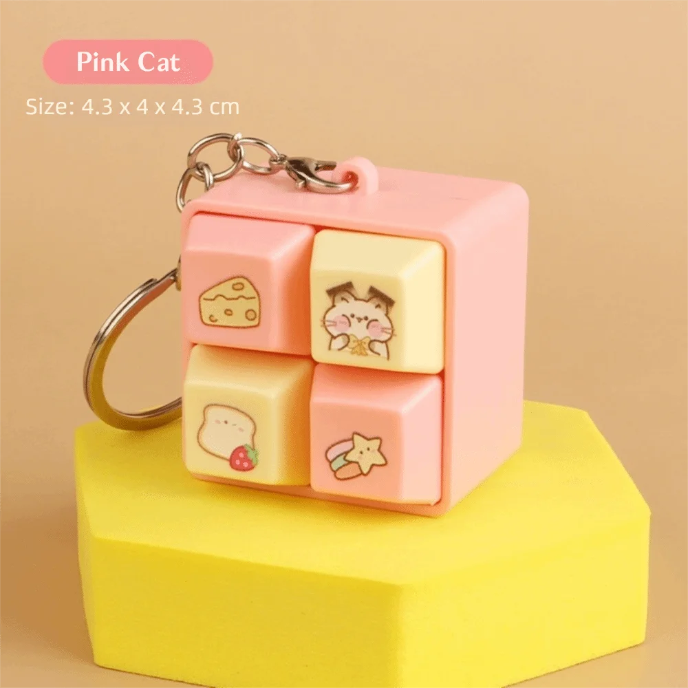 Fun Cartoon Squeeze Music New Unique Four-square Merit Key Button Keychain Couple Car Bag Key Chain & Pendant