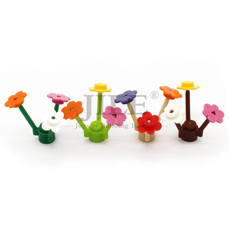 200pcs MOC 3741 Plant Flower Stem with Stud and 3 Stems Building Blocks DIY Bricks Compatible Branch Tree Forest Accessory Toys