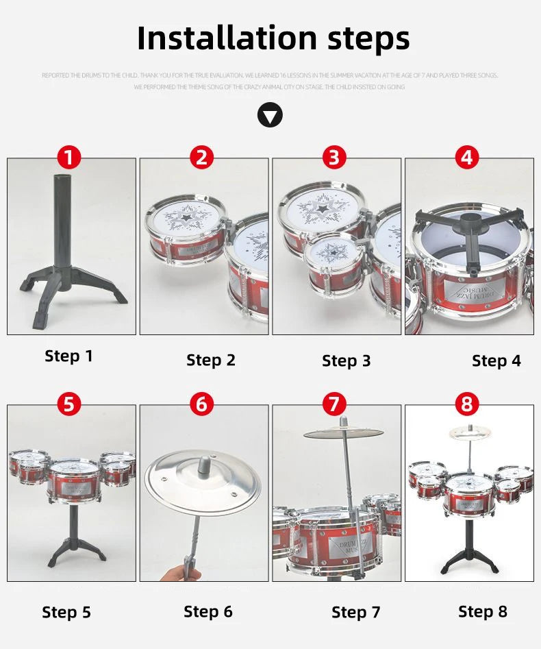 Drum Sets for Children Beginners Children's Toys Dynamic Jazz Drums for Western Percussion Instrument
