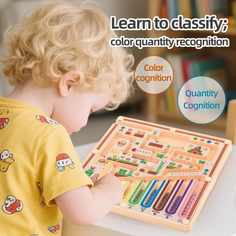 A magnetic maze advanced rolling ball math logic thinking classification cognitive educational toy for early childhood education, visual and intellectual development, hands-on and brain use