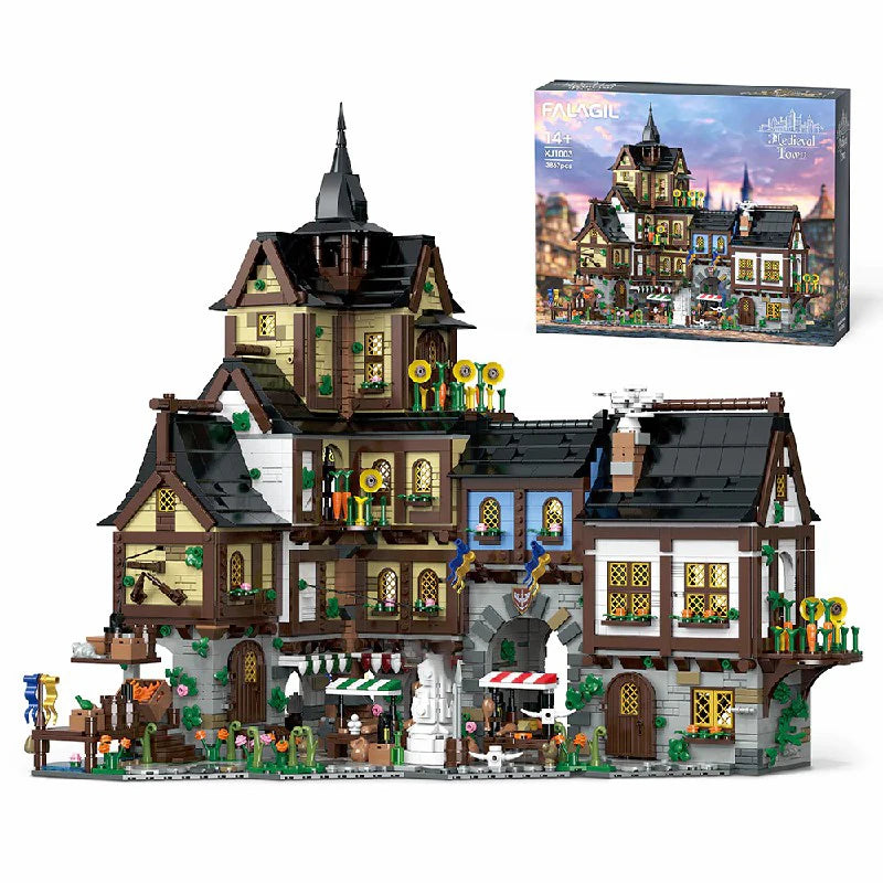 3867PCS Medieval Towns Buildings Blocks Street View Village Architecture Model Collect Display Assembly Toys Gift for Kid Adult