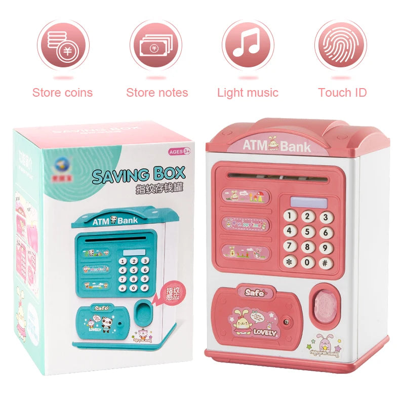 NEW Cartoon ATM Cash Saving Box Money Bank Toy For Kids Electronic Large Money Box Savings Password Digital Fingerprint Unlock
