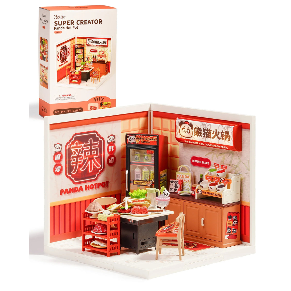 Rolife DIY Miniature House Super Creator Series Dollhouse 3D Puzzle Panda Hot Pot/Hong Kong Bites Cafe/Night Out Food Stall