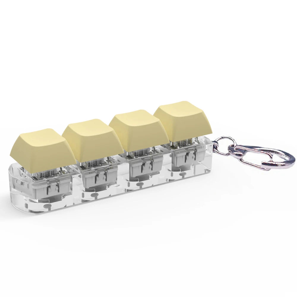 Keyboard Fidget Keychain 4 Keys Finger Keyboard Decompression Toys Press Button Keycap Fidget Stress Relief Keyboard Clicker Toy