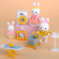 4pcs Dollhouse Miniature Furniture Set Rabbit Family Mini Toy House Set Play Game with Diverse Scenes Accessories Birthday Gifts