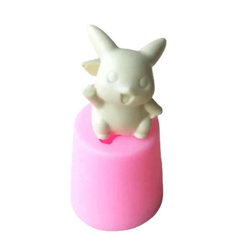 Pikachu 3D Candle Wax Anime Silicon Mold Cake Tools Cartoon Kids Chocolate Candy Dessert Cupcake Kitchen Baking Mould