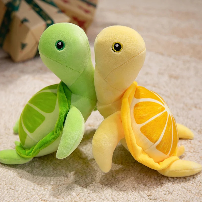 25/35CM Cartoon Simulation Anime Little Lemon Turtle Stuffed Animal Plush Doll Cute Turtle Soothing Kids Sleeping Toys Handmade