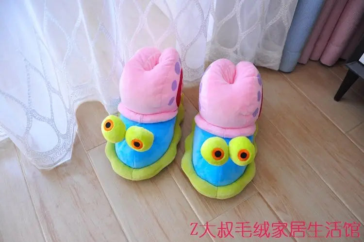 Plush SpongeBob SquarePants Cotton Shoes Snail Bags Heels Cute Home Slippers SpongeBob SquarePants Snail Boots Plush Gift