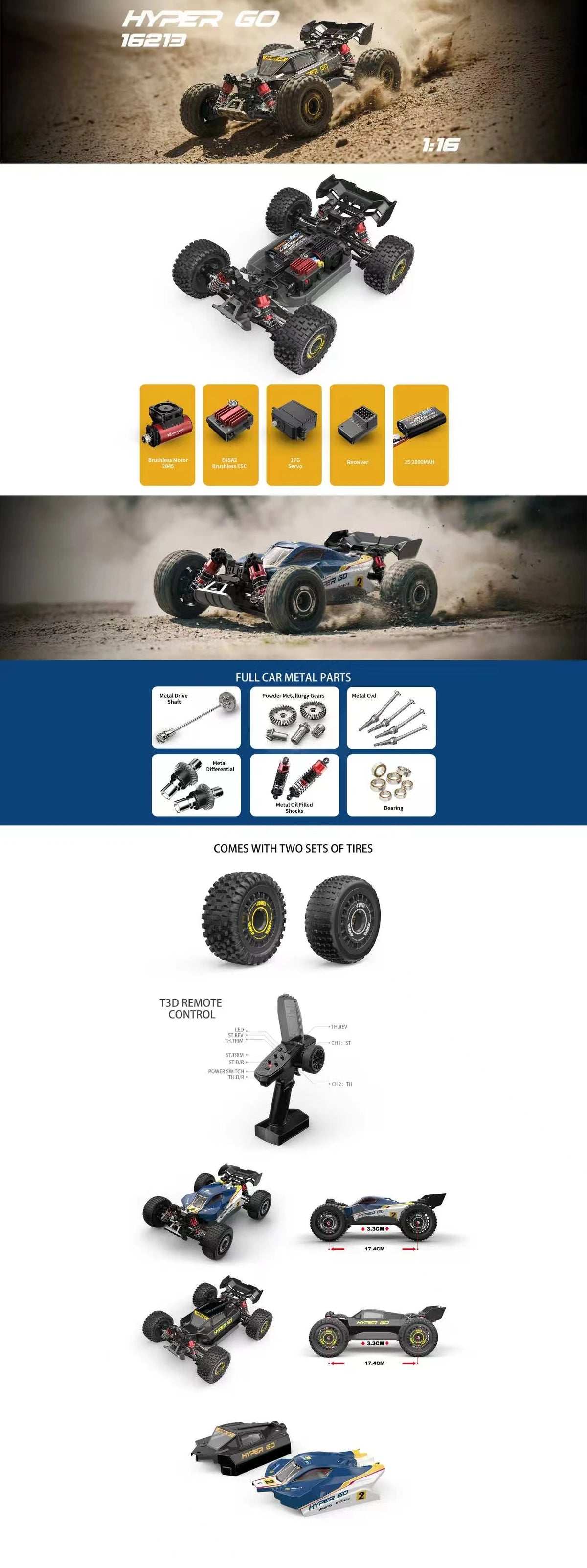 NEW 1/16 MJX 16212 16213 16218 Brushless RC Car 45KM/H High Speed Off Road Buggy 2.4G Remote Control Truck RC Racing Vehicle Toy