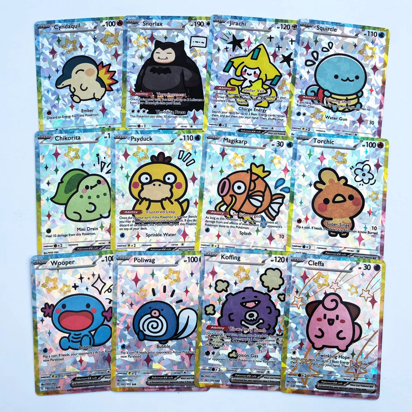 55Pcs DIY Cute Shiny Card Pokemon Holographic Anime Version Classical Collection Cards Gengar Charizard Eevee