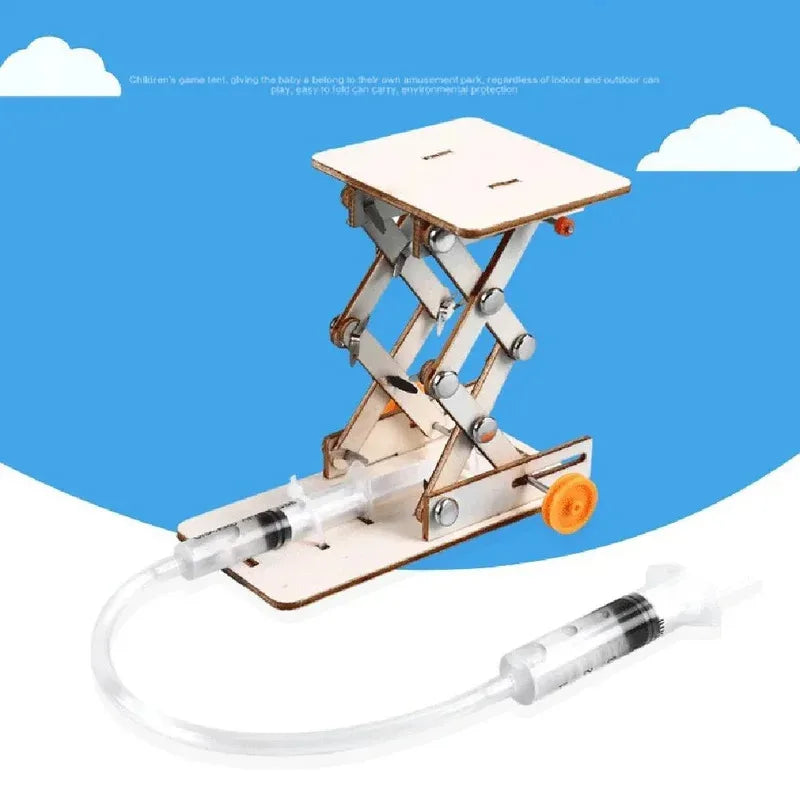 Kids Hydraulic Lift STEM Toy, DIY Physics Experiment Kit for Science Projects, Hands-On Educational Building Model for Ages 8-12