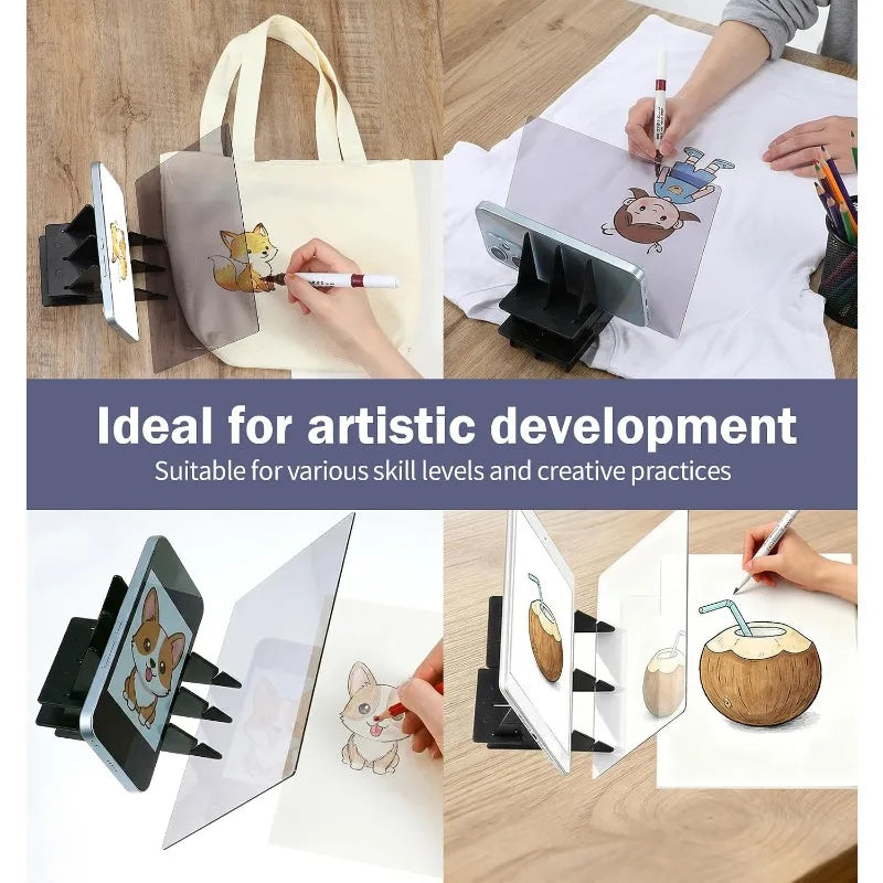 1pc Optical Tracing Drawing Board Portable Image Copy Sketch Tool PMMA Lens Phone Stand for Beginner Artist Painting