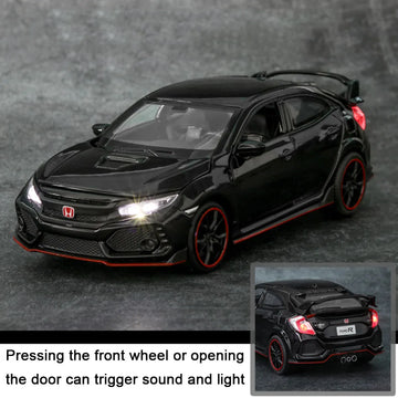 1:32 Honda CIVIC TYPE-R Alloy Diecast Toy Cars Model Simulated with Sound Light Vehicles Collection Toys Children Birthday Gifts