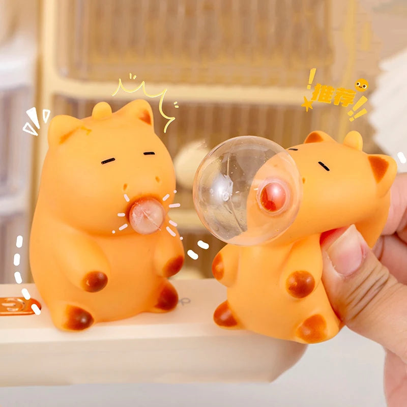 Funny Bubble Blow Squishy Toy Pop Out Squeeze Toys Cartoon Animal Panda Capybara Squishies Stress Relief Fidget Toy Party Gift