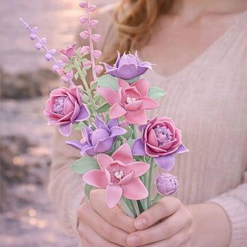 Building Block Flower Bouquet Set Exquisite Assembly Floral Model Eternal Flower Desktop Ornament Birthday Gift Holiday Gift
