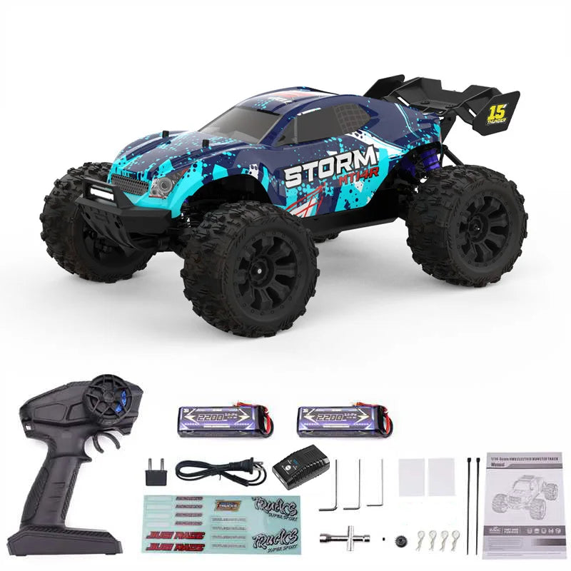 JIUSI PT14R MT14R 1/14 4WD RC Car 80km/h Brushless 2.4G Remote Control Racing Car High Speed Off-road RC Truck 3S 35C 2200mAh