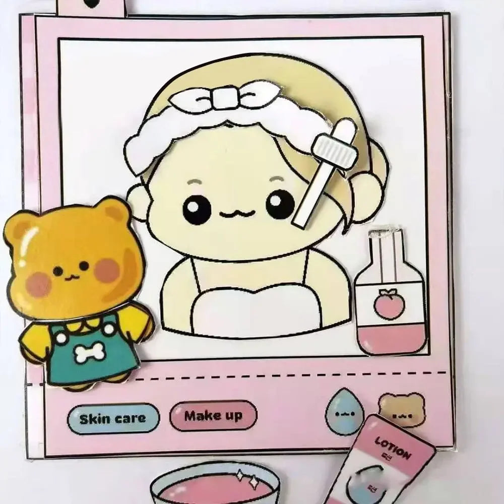 Paper Waffle Quiet Book Colorful Bread Cartoon Busy Book Fried Chicken Convenience Store Snack Bar Sticker Game.
