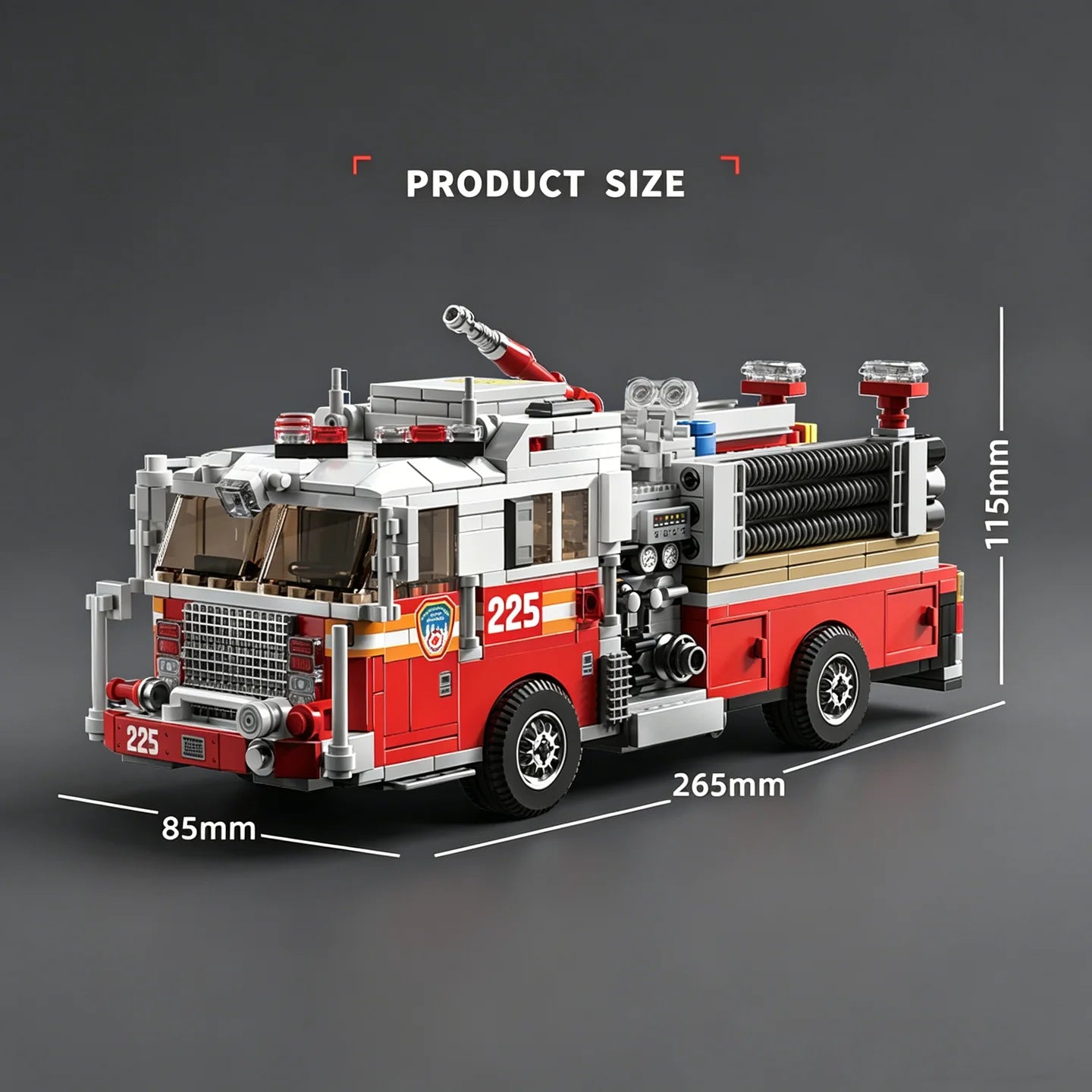 City Series American Fire Truck “Responder” Building Block Model Kit: Police Vehicle with High-Pressure Pump Toy