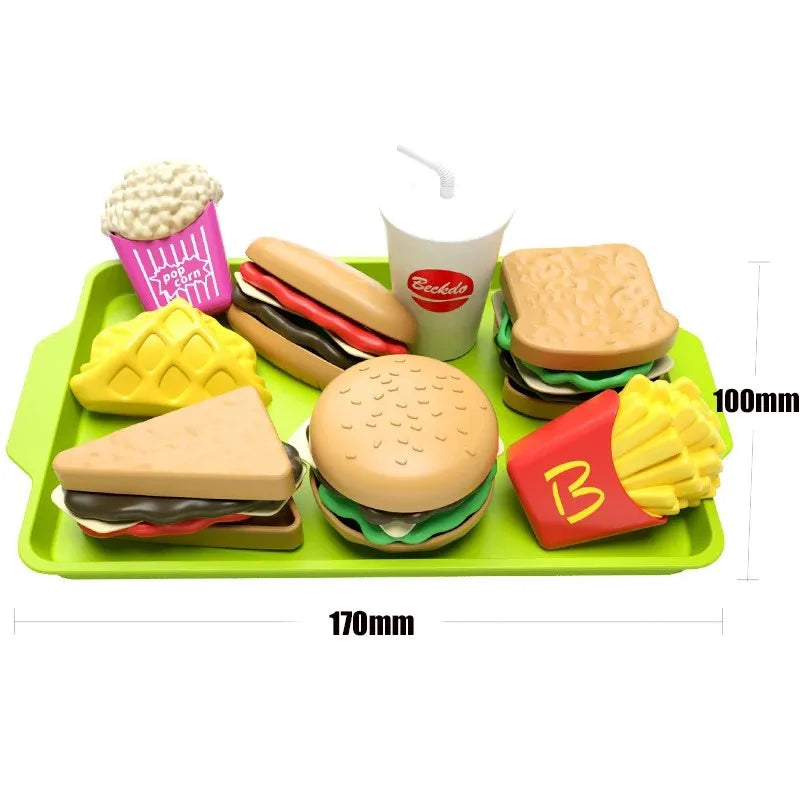 9 PCS Set Detachable Plastic Snack Hamburger Pretend Toy Kids Kitchen Play House Food Toy